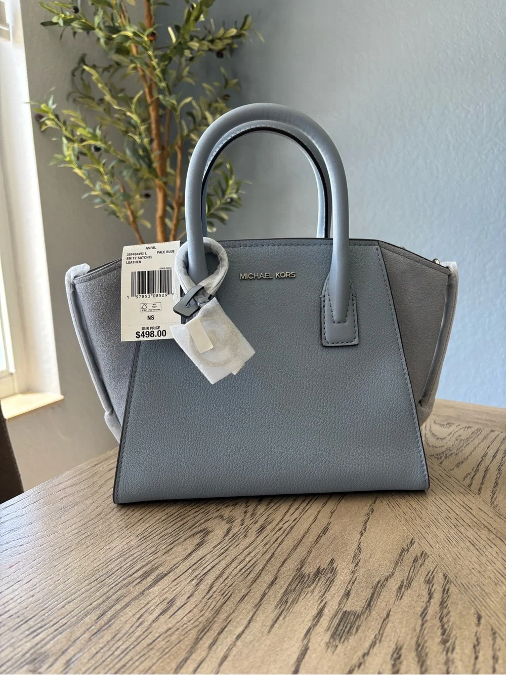 Michael Kors Avril Pale Blue Satchel-NWT